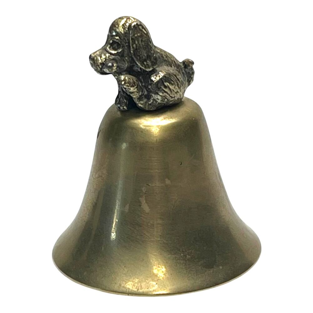 Vintage 1979 Enesco Brass Bell with Dog Handle 2.5"